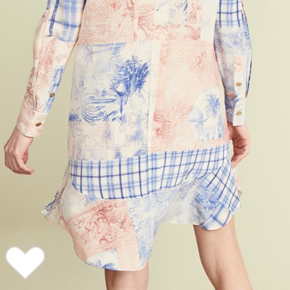 $498 NEW TORY BURCH Silk Patchwork shirt dress 8 - Picture 4 of 14